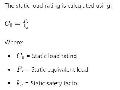 Static Load Rating Calculation